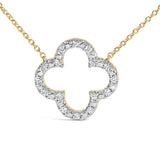 Gold Vermeil 1/10 Cttw Diamond Clover Pendant Necklace-1 thumbnail 2