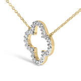 Gold Vermeil 1/10 Cttw Diamond Clover Pendant Necklace-3 thumbnail 4