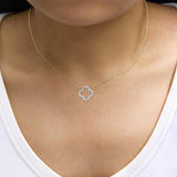 Gold Vermeil 1/10 Cttw Diamond Clover Pendant Necklace-2 thumbnail 3