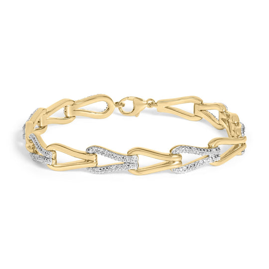 Gold Vermeil 1/7 Cttw Diamond Bold Knot Link Bracelet-0