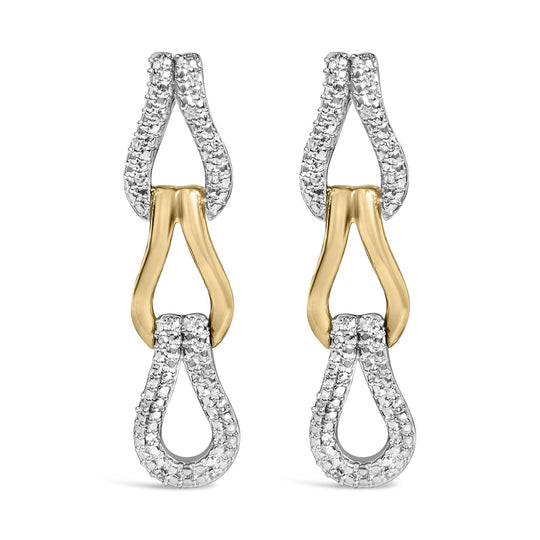 Gold Vermeil 1/10 Cttw Diamond Bold Knot Link Earring-0