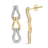 Gold Vermeil 1/10 Cttw Diamond Bold Knot Link Earring-3 thumbnail 4