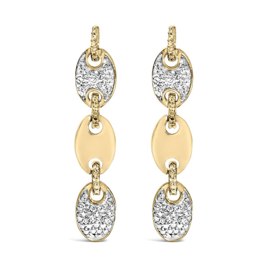 Gold Vermeil 1/10 Cttw Diamond Bold Disc Link Earring-0