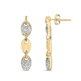 Gold Vermeil 1/10 Cttw Diamond Bold Disc Link Earring-3 thumbnail 4