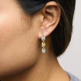 Gold Vermeil 1/10 Cttw Diamond Bold Disc Link Earring-2 thumbnail 3