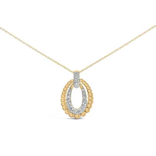 Gold Vermeil 1/10 Cttw Diamond Bold Bead Pendant Necklace-0