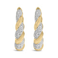 Gold Vermeil 1/10 Cttw Diamond Bold Rope Hoop Earring-0