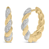 Gold Vermeil 1/10 Cttw Diamond Bold Rope Hoop Earring-1 thumbnail 2