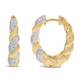 Gold Vermeil 1/10 Cttw Diamond Bold Rope Hoop Earring-3 thumbnail 4