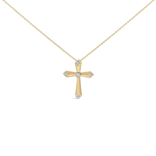 Gold Vermeil Diamond Accent Cross Pendant Necklace-0
