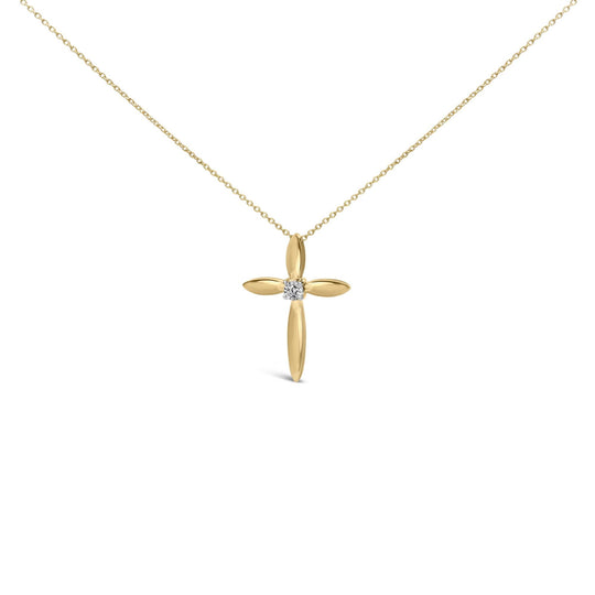 Gold Vermeil Diamond Accent Cross Pendant Necklace-0