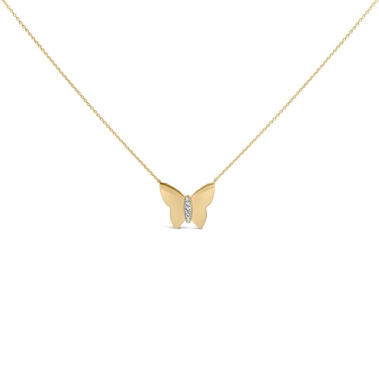 Gold Vermeil Diamond Accent Butterfly Pendant Necklace-0