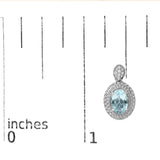 .925 Sterling Silver Diamond Accent and  Oval Blue Topaz with Beaded Halo Drop Stud Earrings (I-J color, I1-I2 Clarity)-4 thumbnail 5