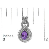 Sterling Silver Pear Cut Amethyst and Diamond Accent Teardrop Stud Earrings-4 thumbnail 5