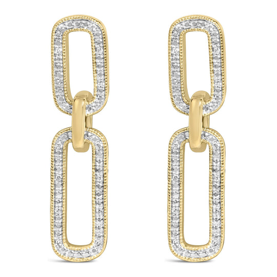 Gold Vermeil 1/10 Cttw Diamond Cttw Bold Paperclip Earring-0