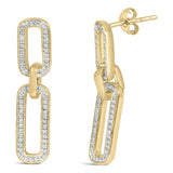 Gold Vermeil 1/10 Cttw Diamond Cttw Bold Paperclip Earring-1 thumbnail 2