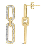 Gold Vermeil 1/10 Cttw Diamond Cttw Bold Paperclip Earring-3 thumbnail 4