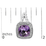 Sterling Silver Cushion Cut Amethyst and Diamond Accent Halo Drop Earrings-4 thumbnail 5