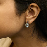 Sterling Silver Oval Blue Topaz and Diamond Accent Twist and Halo Drop Earrings-2 thumbnail 3