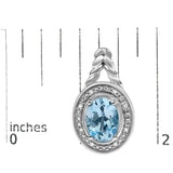 Sterling Silver Oval Blue Topaz and Diamond Accent Twist and Halo Drop Earrings-4 thumbnail 5