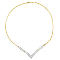 14K Yellow and White Gold 2.00 Cttw Round and Princess-Cut Diamond 'V' Shape Statement Necklace (H-I Color, SI2-I1 Clarity) - 18