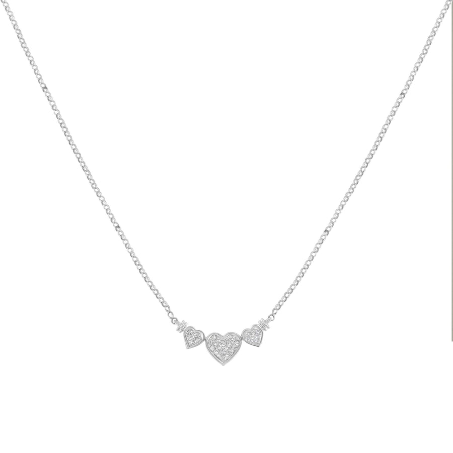 14K White Gold 1.0 Cttw Princess Cut Diamond Three Heart 18