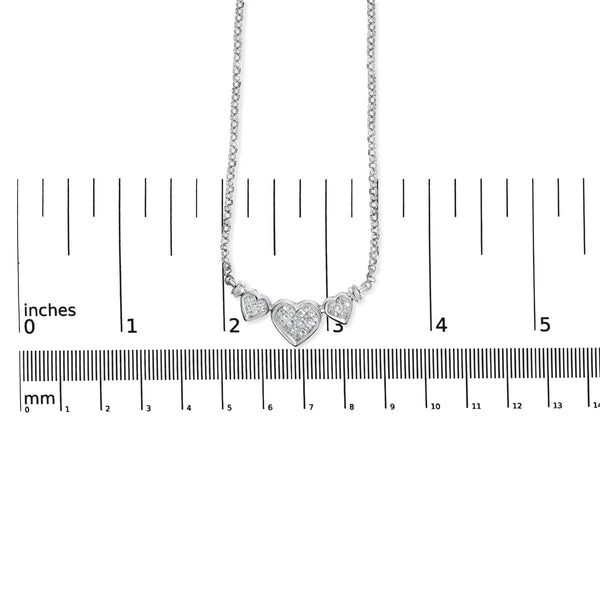 14K White Gold 1.0 Cttw Princess Cut Diamond Three Heart 18
