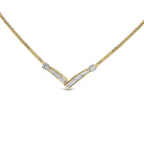 10K white gold necklace with princess cut diamond channel-set V design thumbnail 1