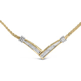 10K Yellow and White Gold 1/2 Cttw Princess Cut Diamond Channel-Set “V” Shape 18