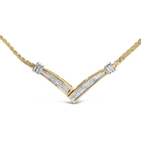 10K Yellow and White Gold 1/2 Cttw Princess Cut Diamond Channel-Set “V” Shape 18