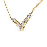 10K Yellow and White Gold 1/2 Cttw Princess Cut Diamond Channel-Set “V” Shape 18
