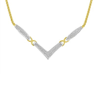 14K Yellow and White Gold 2.0 Cttw Princess Cut Diamond Flared and X-Station V Shaped 18” Franco Chain Statement Necklace (H-I Color, SI2-I1 Clarity)