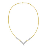14K Yellow and White Gold 2.0 Cttw Princess Cut Diamond Flared and X-Station V Shaped 18” Franco Chain Statement Necklace (H-I Color, SI2-I1 Clarity)-1 thumbnail 2