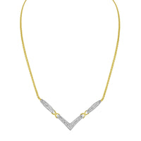 14K Yellow and White Gold 2.0 Cttw Princess Cut Diamond Flared and X-Station V Shaped 18” Franco Chain Statement Necklace (H-I Color, SI2-I1 Clarity)