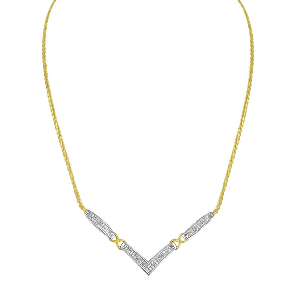 14K Yellow and White Gold 2.0 Cttw Princess Cut Diamond Flared and X-Station V Shaped 18” Franco Chain Statement Necklace (H-I Color, SI2-I1 Clarity)