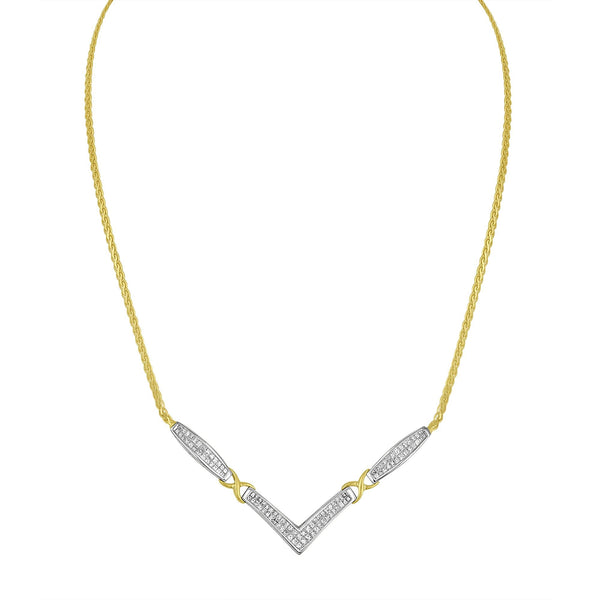 14K Yellow and White Gold 2.0 Cttw Princess Cut Diamond Flared and X-Station V Shaped 18” Franco Chain Statement Necklace (H-I Color, SI2-I1 Clarity)