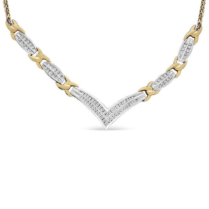 10K Yellow and White Gold 1.0 Cttw Round and Princess cut Diamond 
