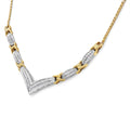 10K white gold necklace with round and princess cut diamond stones