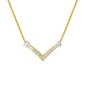 14K white gold necklace with princess cut diamond stones in channel V setting