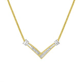 14K white gold necklace with princess cut diamond stones in channel V setting thumbnail 1