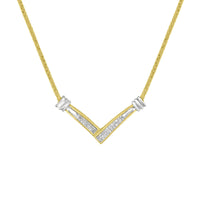 14K Yellow and White Gold 1/4 Cttw Princess Cut Diamond Channel-Set “V” Shape 18