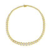10K yellow gold necklace with graduated round diamond stones thumbnail 1