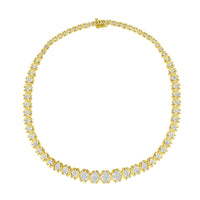 10K Yellow Gold 4 cttw Brilliant Round-Cut Diamond Graduating Riviera Statement Necklace (H-I Color, I2-I3 Clarity)