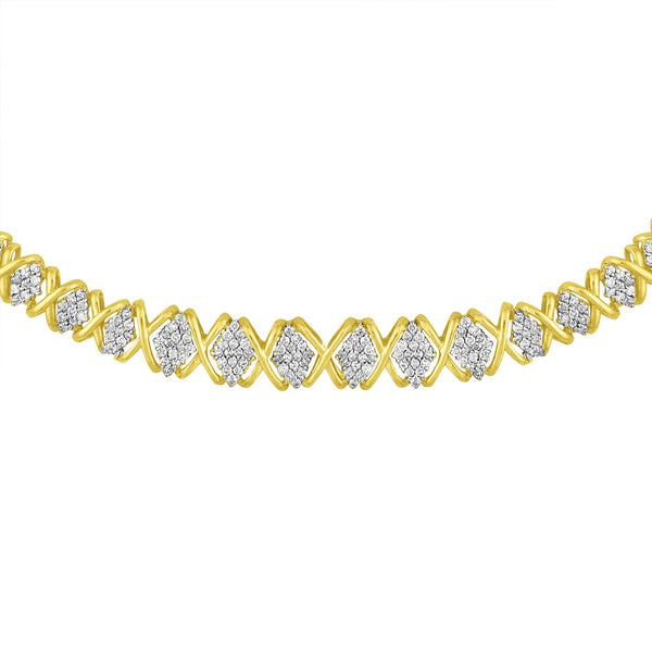 10K Yellow Gold 4 cttw Brilliant Round-Cut Diamond Graduating Riviera Statement Necklace (H-I Color, I2-I3 Clarity)