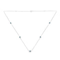 925 sterling silver station necklace with treated blue diamond stones