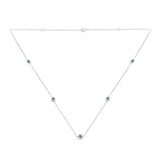 925 sterling silver station necklace with treated blue diamond stones thumbnail 1