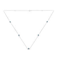 Sterling Silver Treated Blue Color Diamond Station Necklace (1/2 cttw, Blue Color, I2-I3 Clarity)