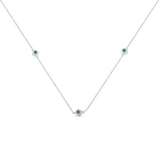 Sterling Silver Treated Blue Color Diamond Station Necklace (1/2 cttw, Blue Color, I2-I3 Clarity)-1 thumbnail 2