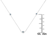 Sterling Silver Treated Blue Color Diamond Station Necklace (1/2 cttw, Blue Color, I2-I3 Clarity)-4 thumbnail 5