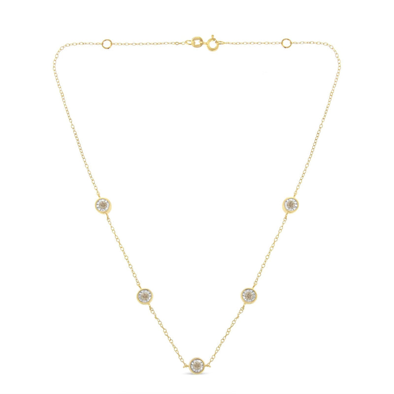 Sterling Silver Diamond Station Necklace (1/2 cttw, K-L Color, I2-I3 Clarity)-1